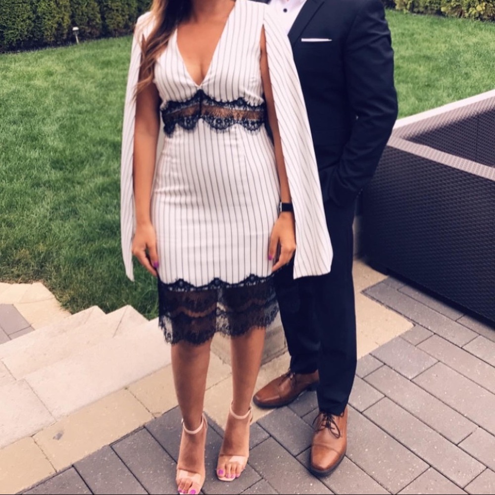 Fashionable dress white with stripes